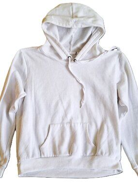 White Size LG Pullover Hoodie Long Sleeves Front Pocket